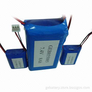 7.4V/8,000mAh Li-Po Battery Packs, Up to 400 Cycles Long Life